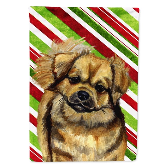 Carolines Treasures LH9259-FLAG-PARENT Tibetan Spaniel Candy Cane Holiday Christmas  Flag  multicolor