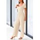 thumbnail image 4 of Mono Enterizo PRETTYGARDEN Mujer Cuello Cuadrado Pierna Ancha XS Beige, 4 of 8