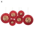 thumbnail image 2 of 1 Set Paper Fan Clear Pattern Tear Resistant Easy to Assemble Red Wedding Paper Fan Decoration for Annivesary, 2 of 8