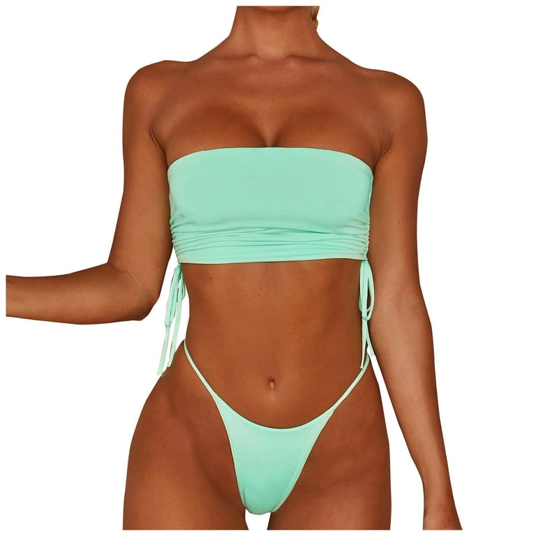 Tawop Women'S Sexy Bikini Solid Set Swimsuit Two Piece Filled Bra