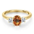 thumbnail image 3 of Gem Stone King 10K Yellow Gold Ecstasy Mystic Topaz and White Topaz Engagement Ring for Women | 1.43 Cttw | Oval 7X5MM | Gemstone November Birthstone | Size 8, 3 of 6