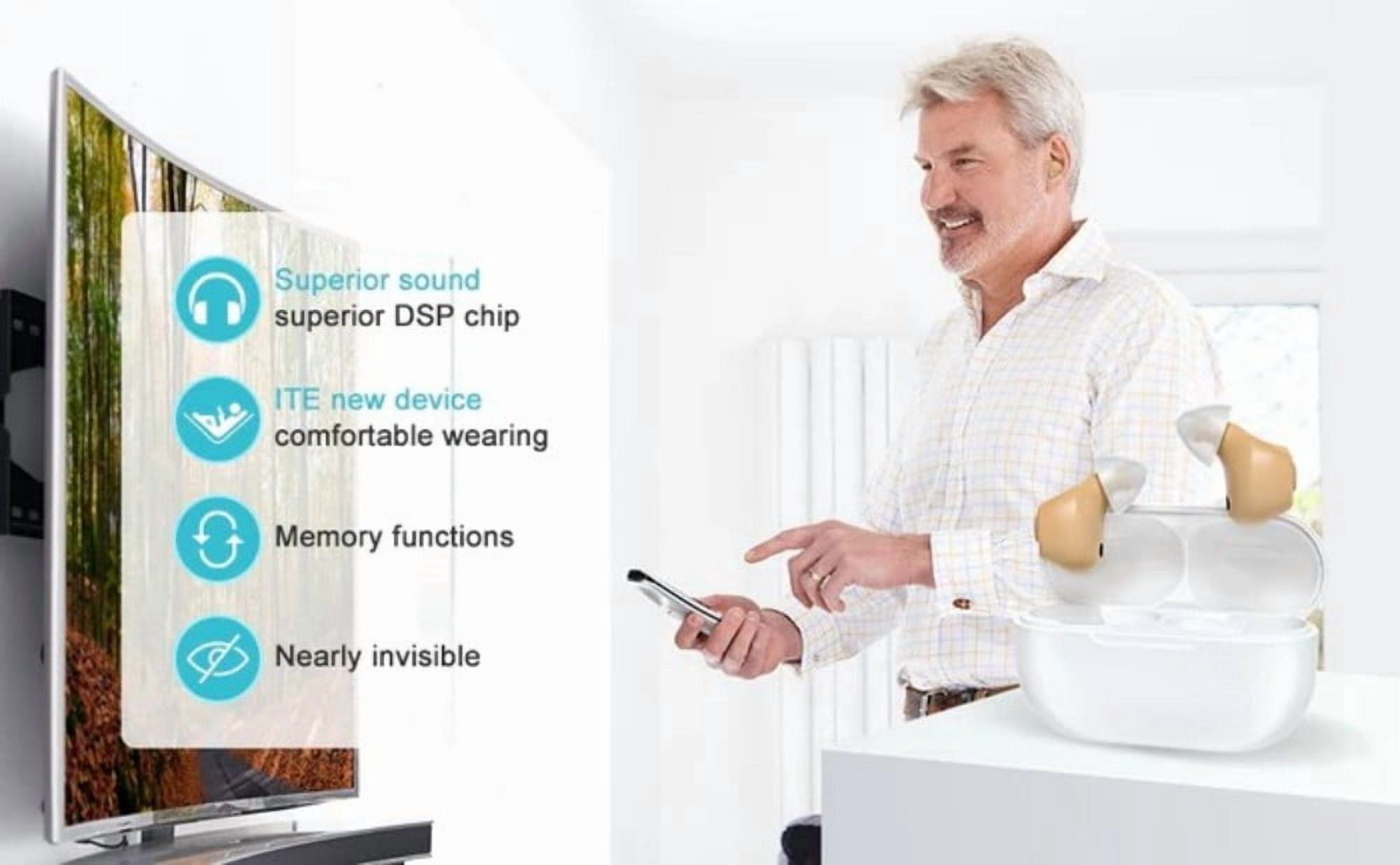 AuyeeSnc OTC Digital Hearing Aids Rechargeable with Memory Function, Noise Reduction and Easy Button Operation, Compact Design for Seniors and Adults with Hearing Loss