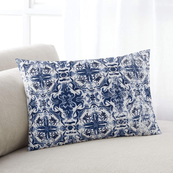 Navy Blue Boho Standard Size Pillow Cover, Pillowcase Protectors with Zipper, Breathable Decorative Throw Pillow Case Cover, Ehtnic Abstract Art Modern Geometric Pillow Shams for Couch Sofa 20x26Inch