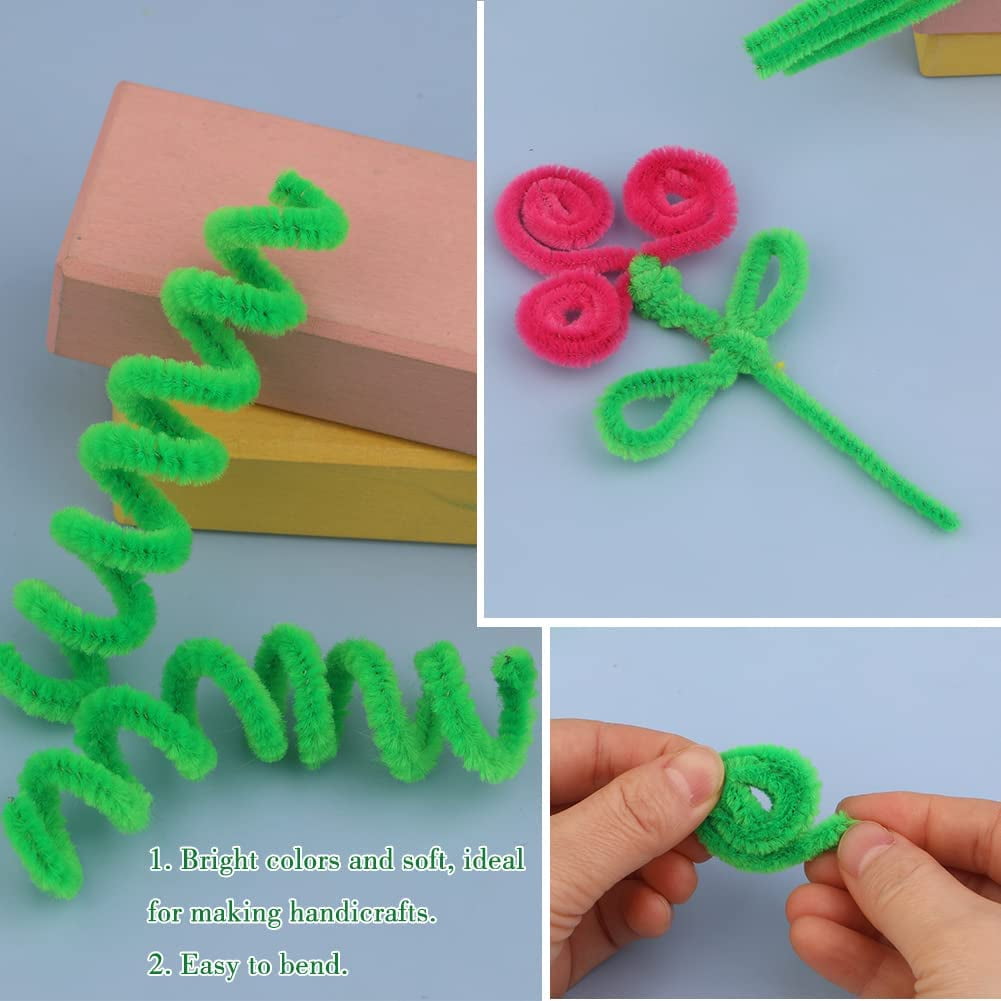 YUEHAO 100PC Chenille Stem Solid Color Pipe Cleaners Set for DIY Arts  Crafts Decorations Army Green 
