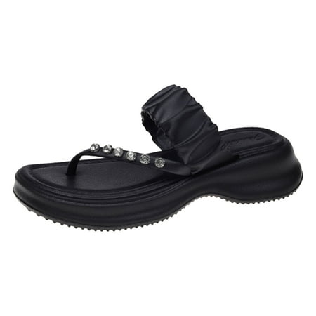

Women Sandals New Pattern Bright Diamond Decoration Fashion Thick Bottom Flat Bottom Comfortable Non Slip Summer Casual Slippers