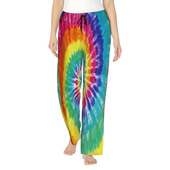 Rainbow Color Tie Dye Hippie Women'S Pajama Pants Drawstring Pj Bottoms Pants With Pockets Small