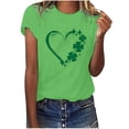 thumbnail image 1 of QIPOPIQ T-Shirts à Manches Courtes Col Rond pour Femmes T-Shirts de la Saint-Patrick T-Shirt Trèfle T-Shirt Vert Imprimé Cœur Tunique Hauts T-Shirts pour Filles Cadeau T-Shirts Graphiques Offres, 1 of 5