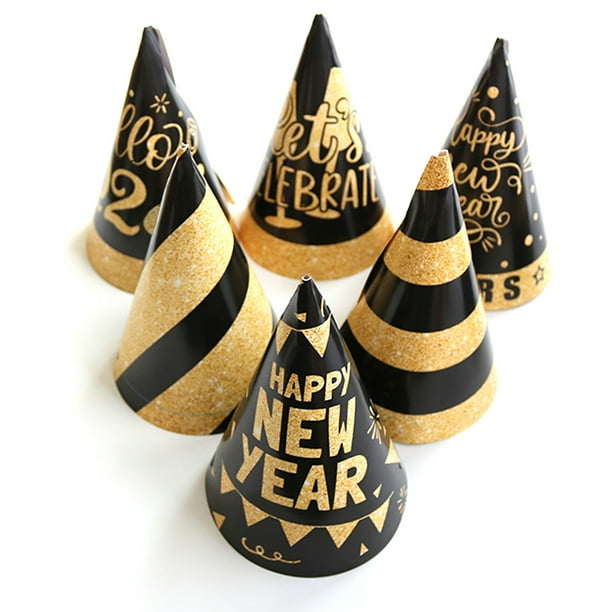 12 piezas de suministros para fiesta de Nochevieja 2025, sombreros de cono de fiesta de Feliz Año Nuevo, obsequios de fiesta de Nochevieja para niños y adultos