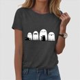 thumbnail image 2 of TOWED22 Halloween Shirts Woman Ghost Pumpkin Crewneck Short Sleeve Tee Shirt Funny Tops Tshirts(Grey,S), 2 of 5