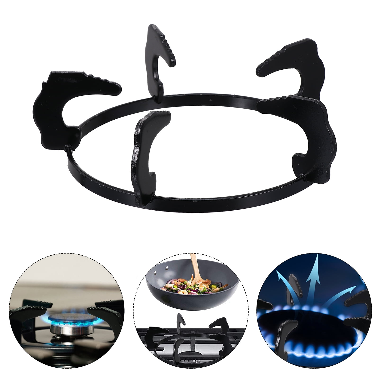 WHAMVOX Universal Wok Ring Black Cast Iron 2Pcs 7.9x7.9in