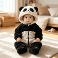 thumbnail image 2 of Baby Fleece Snowsuit - Bear Outfit Fleece Warm Jumpsuit Romper Hooded Infant Girls Boys Winter Coat - Long Sleeve Baby Rompers Infant Winter Clothes, 2 of 8