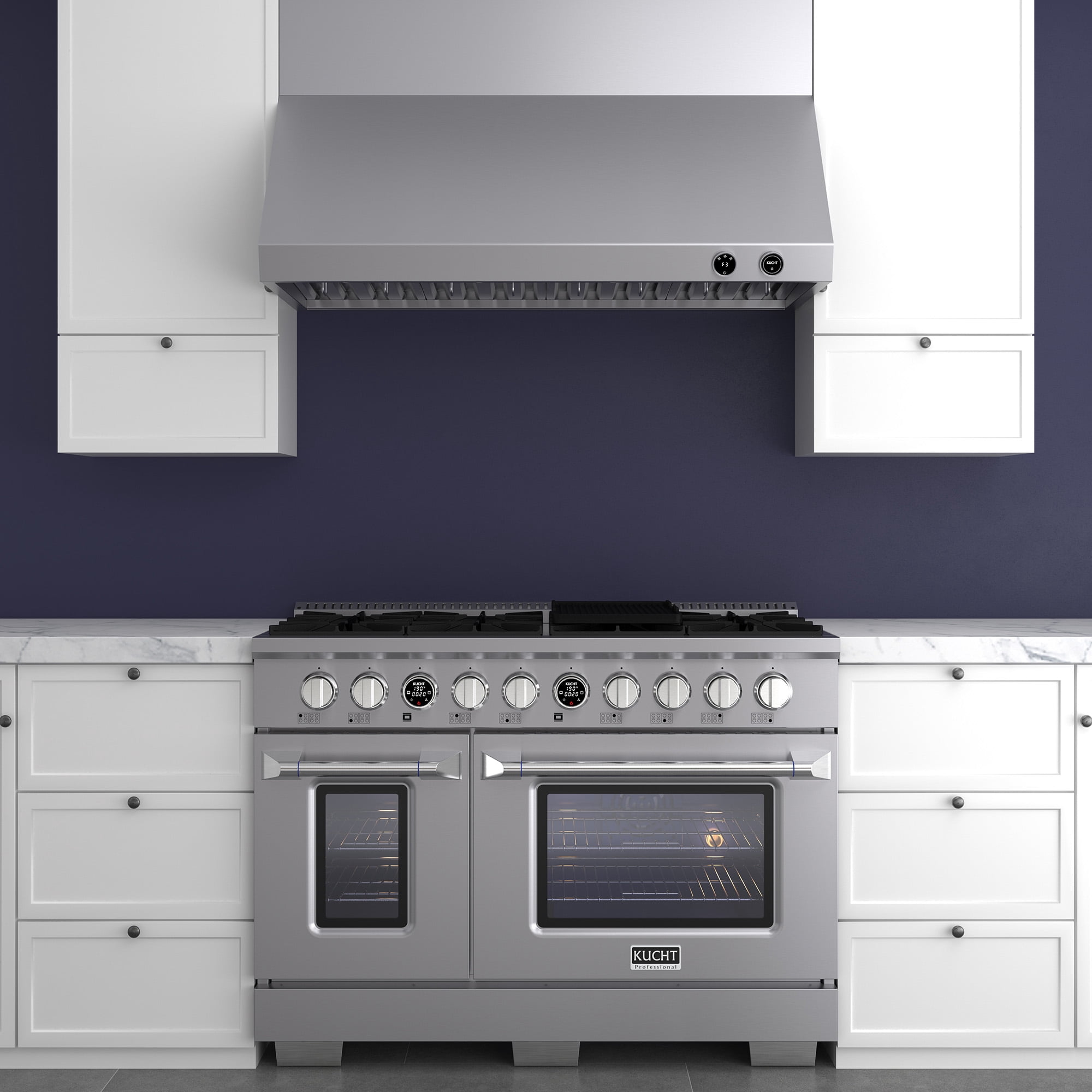 48 in. 6.7 cu. ft. 8 Burners Dual Fuel Range for Propane Gas in Stainless Steel.