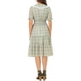 thumbnail image 3 of INSPIRE CHIC Women's Plaid Chiffon Check Tiered Smocked Midi Dress S Green Pink, 3 of 7