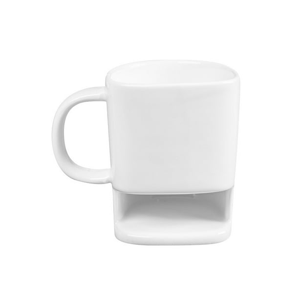 Taza de café de cerámica, diseño apilable, 225 ml, moderna y cuadrada