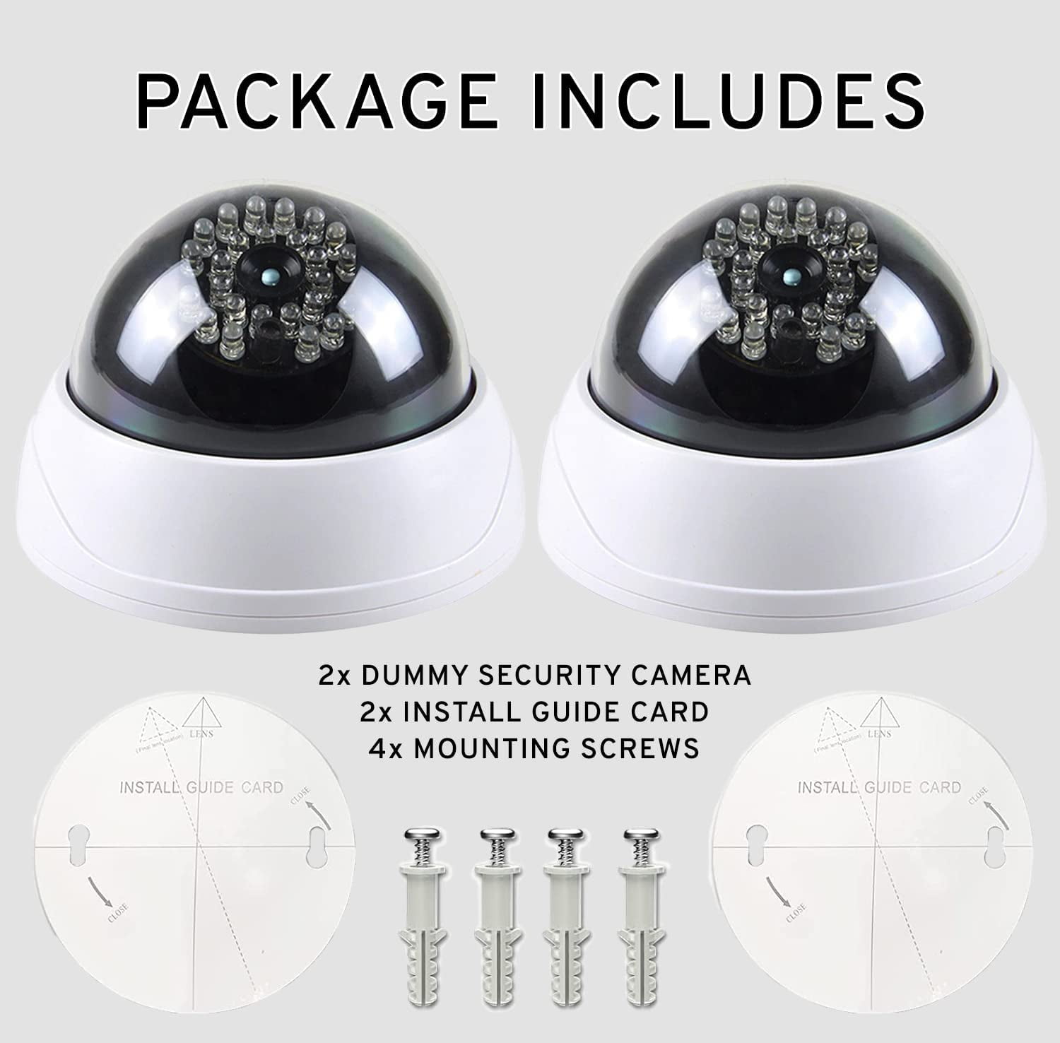 MaximalPower Fake CCTV Security Dummy Dome Camera with Red LED Light for Home, Shop, Business, etc. (2 Pack)
