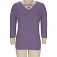 thumbnail image 3 of JUSLIO Plus Size Women Tops Cotton Relaxed Fit Blouses Solid Long sleeve Blouses Purple 2XL, 3 of 8