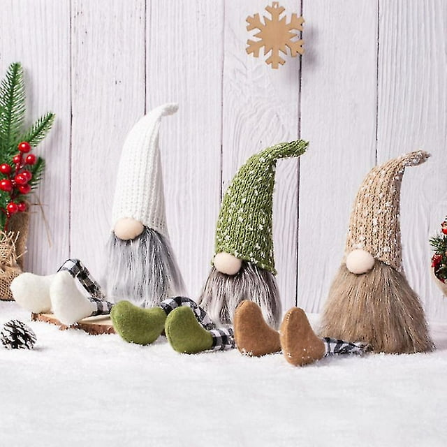 2 uds/3 uds. De gnomos de felpa tejidos a cuadros de lana con piernas largas, decoración navideña para el hogar, regalo de Navidad para niños