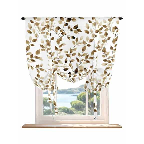 Gray Eucalyptus Leaves Tie Up Curtains for Windows 45 Inch Length Balloon Curtains Kitchen Adjustable Balloon Window Shade Summer Botanical Watercolor Retro Tie Up Bathroom Curtain Window 52"x45"