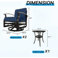 thumbnail image 3 of Gotland Ensemble de Conversation de 3 Pcs avec Chaises Berçantes Pivotantes en Aluminium - Mobilier d'Extérieur Résistant aux Intempéries pour Patio, Jardin et Terrasse Arrière, Balcon (Bleu Marine), 3 of 7