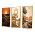 thumbnail image 3 of Designart "Retro Mountain Meadows Golden Sunset IV" Meadow Framed Wall Art Set Of 3 - Orange Traditional Frame Gallery Wall Set For Home Decor, 3 of 6