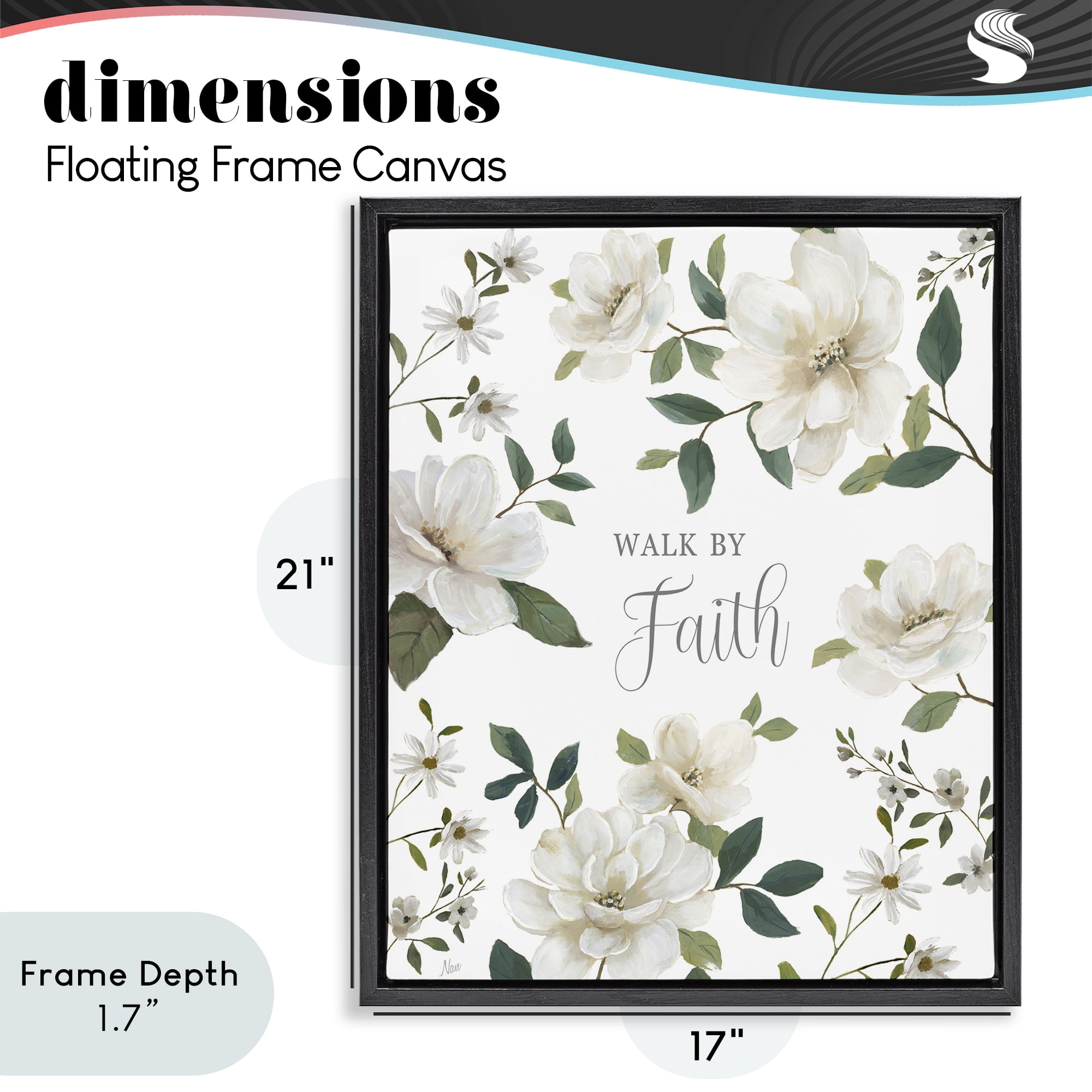 Stupell Industries Floral Walk By Faith Black Framed Floater Canvas Wall Art, design by Nan