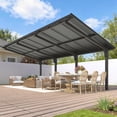 thumbnail image 2 of AECOJOY 20'x10' Lean to Hardtop Metal Carport Gazebo, 10x20 Outdoor Freestanding Pergola Gazebo on Clearance for Patio, Large Pergolas and Gazebos with Heavy Duty Steel Roof Awnings for Decks, 2 of 7