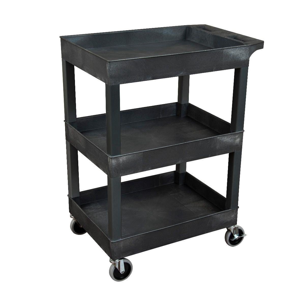 24X18 PLASTIC UTLITY TUB CART- THREE SHELF BLACK