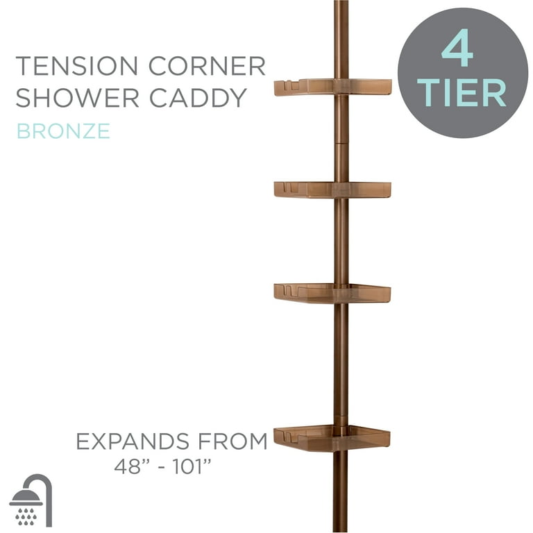 4-Tier Bronze Tension Pole Shower Caddy