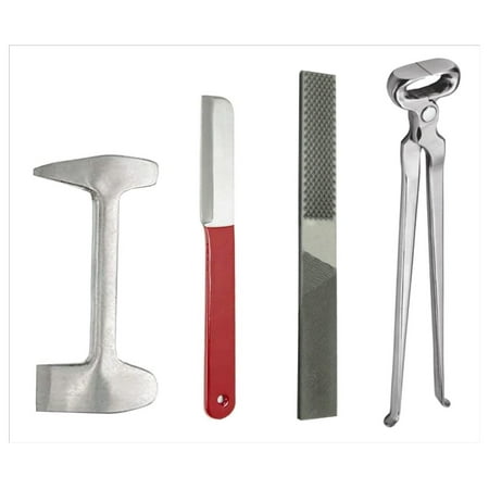 

4 Pcs Farrier Horse Hoof Kit with Hoof Nipper 12 inch Hoof rasps & Scraper and Buffer