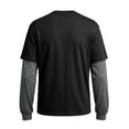 thumbnail image 4 of OIOLOYJM Men's Fake Two Piece T-Shirt Long Sleeve Crew Neck Casual Layered Tee Shirts Fashion Basic Athletic Work Pullover Navy XL, 4 of 5