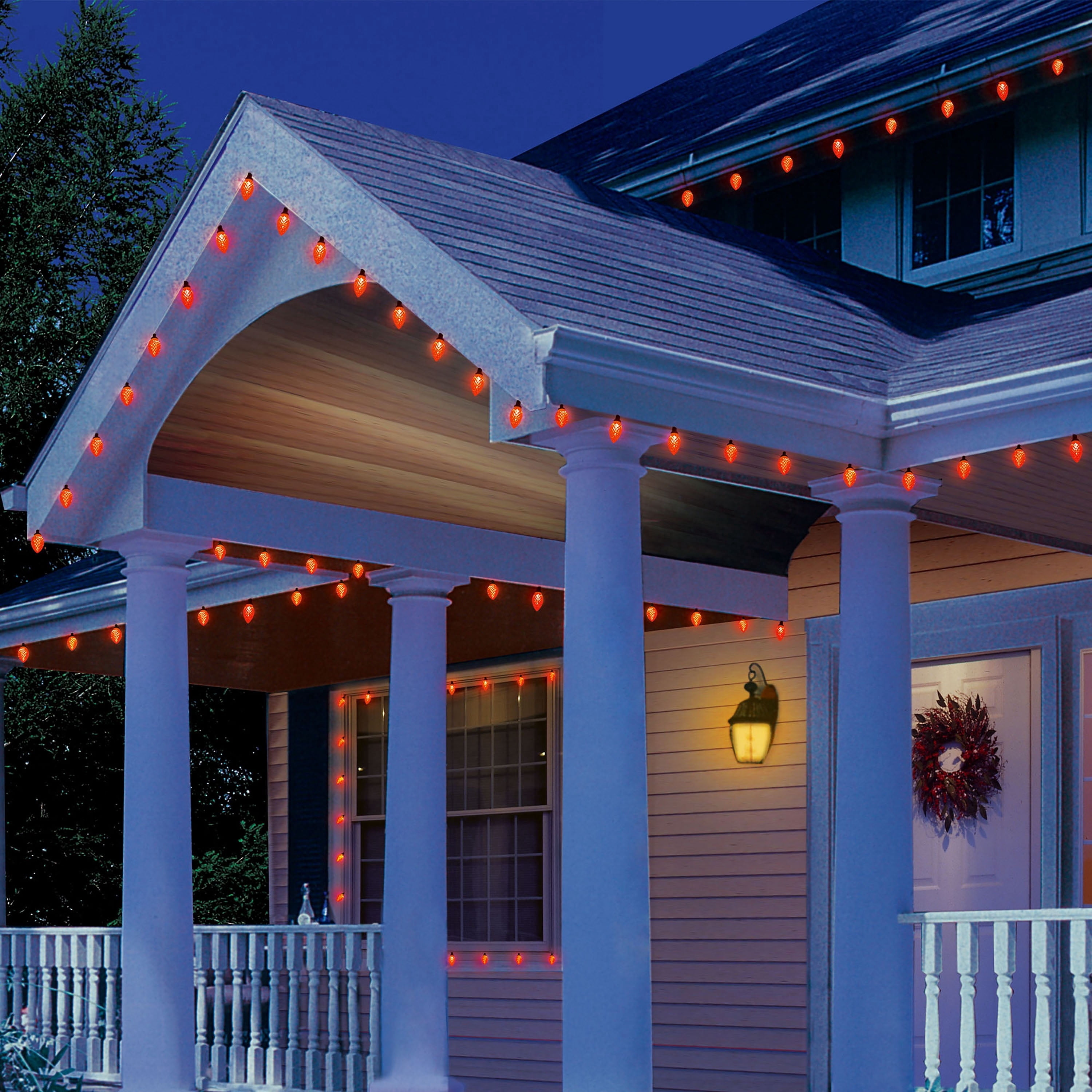 Indoor/Outdoor 100-Count LED Diamond-Cut C9 Christmas String Lights, Red, Green Wire, 58.5', by Holiday Time