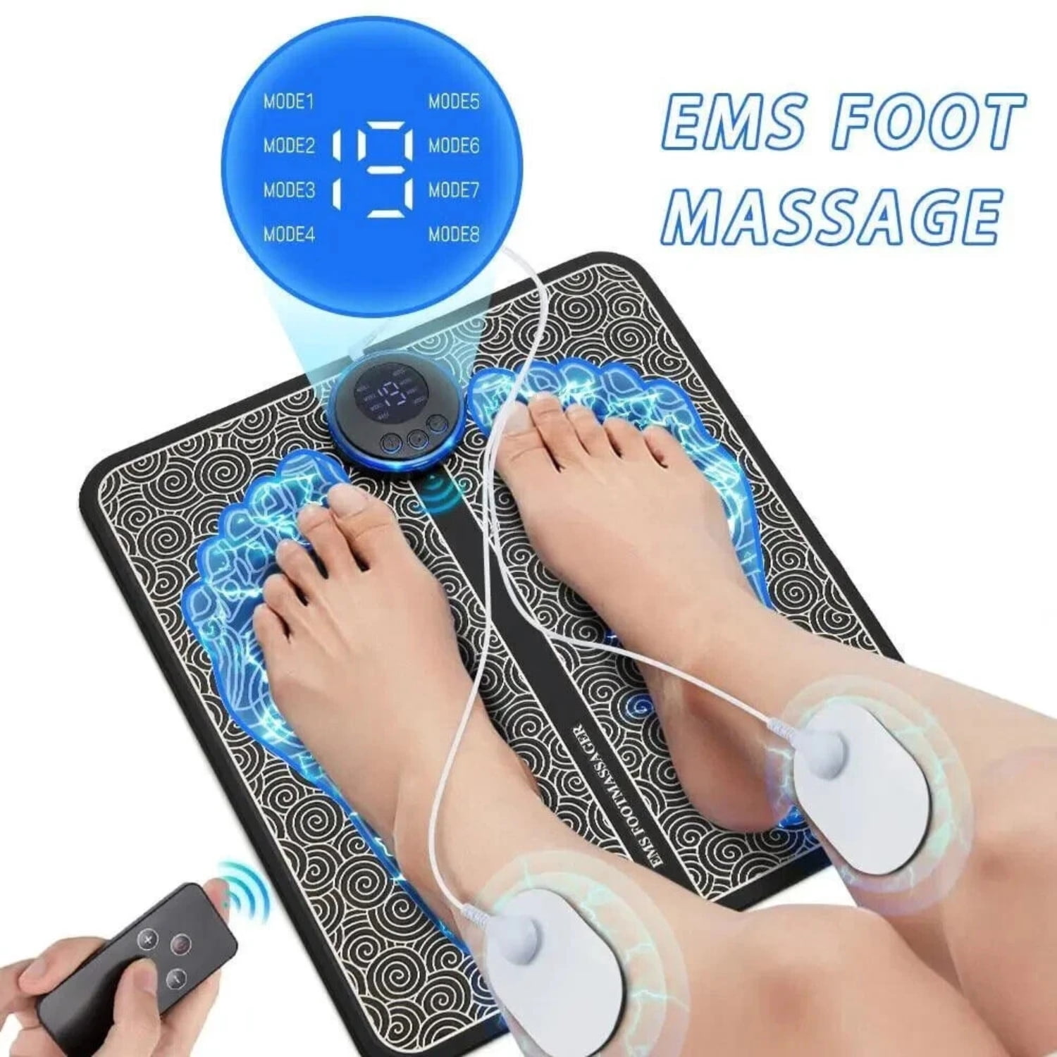 FFORCE Electric Muscle Stimulator Electric Foot Massager Pad Massage Mat Relief Pain with 16 Modes Heat for Foot Leg Back Relaxation