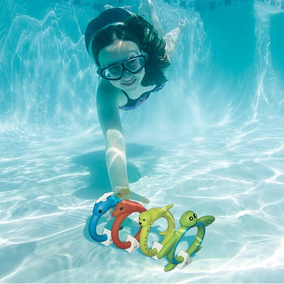 Swim Central 4ct Animals Face Swimming Pool Dive Rings 6.5" - Vibrantly Colored