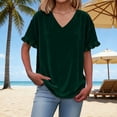 thumbnail image 2 of Agkizg Women's Velvet Short Sleeve Top Ruffled Cuff Loose Fitting Casual Fashion Solid Color Blouse, 2 of 5