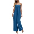 thumbnail image 1 of Pantalones de Pierna Ancha Casual Pecho Plisado Correa de Espalda Suelto para Primavera Verano, 1 of 9