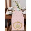 thumbnail image 4 of Golden Crown Table Runner 72 Inches, Pink Cartoon Funny Geometric Plaid Art Bed Runner Dresser Scarves Tabletop for Indoor Outdoor Parties/Ceremony/Banquet, 14" x 72", 4 of 8