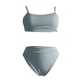 thumbnail image 5 of QUNYINEY String Women Bikini High Waisted Solid Swimsuits Triangle Tummy Control Swimsuit Sets, 5 of 6