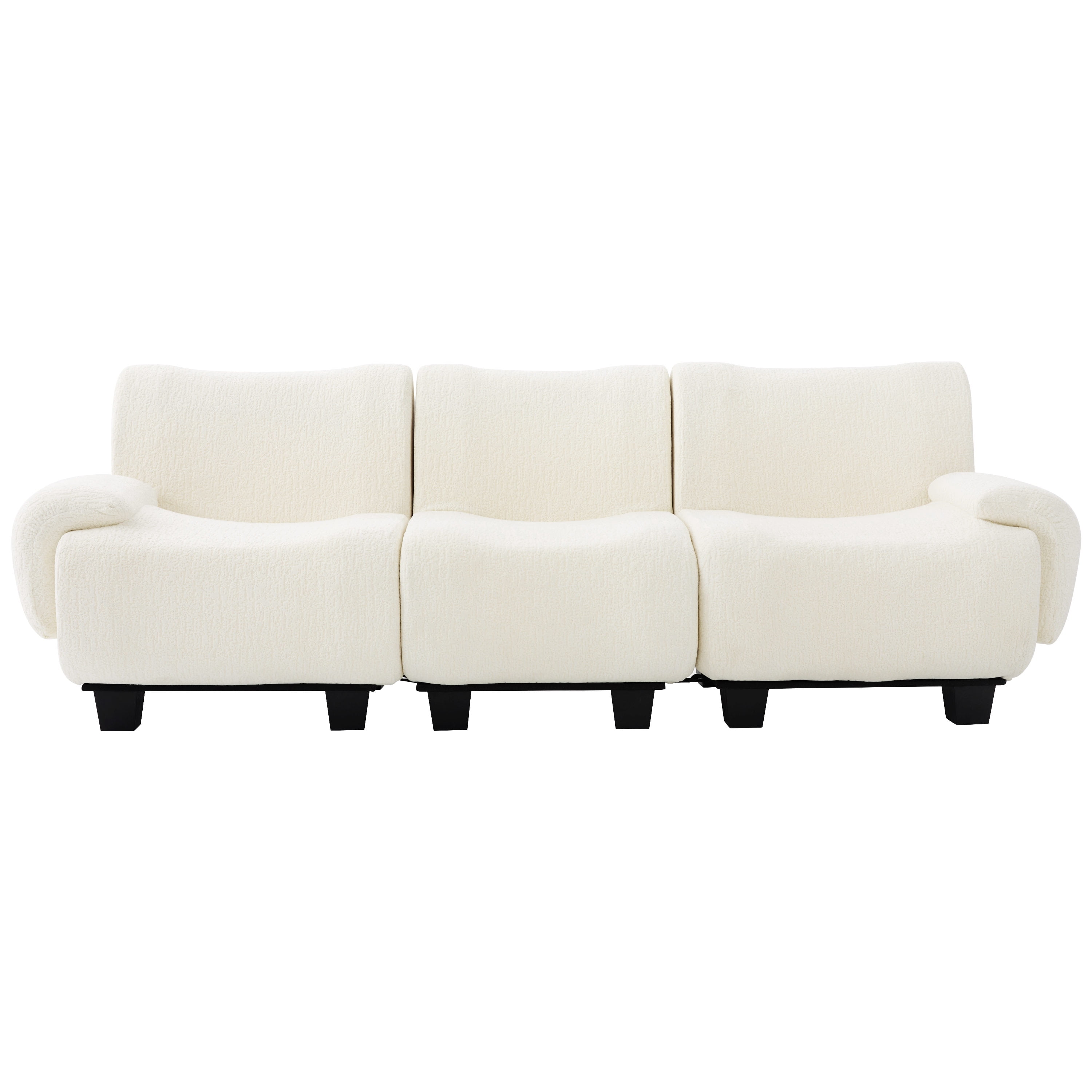 Euroco Modern 3-seater Sofa 94.5" Sofa Couch Chenille Upholstered Sofa with Curved Armrests for Living Room, Apartment, Guest Room, Beige