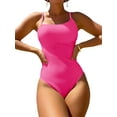thumbnail image 5 of Kmbangi Women's Summer Swimsuit Spaghetti Strap Solid Color Textured One Piece Bathing Suit, 5 of 5