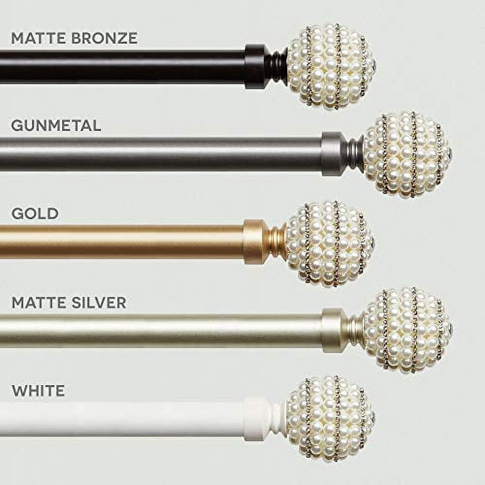 Exclusive Home Diana 1" Curtain Rod and Finial Set, Gold, Adjustable 66"-120"