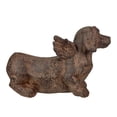 thumbnail image 2 of Zeckos Flying Wiener Dog Planter 18" Brown, With Drain Hole, Rustic Garden Decor, 2 of 11
