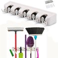 thumbnail image 1 of TECHTONGDA Wall Mount Mop Holder Broom Hanger Rack Home Storage Tool with 5 Position 6 Hooks, 1 of 7