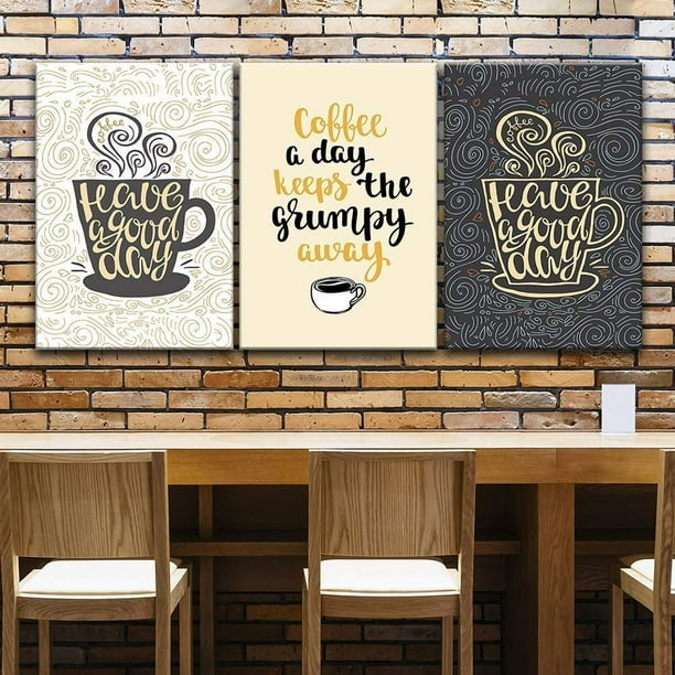 wall26 3 panel canvas wall art coffee art with quotes and floral
