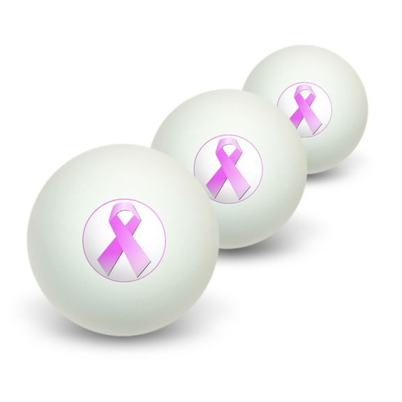 Breast Cancer Pink Ribbon Novelty Table Tennis Ping Pong Ball 3 Pack
