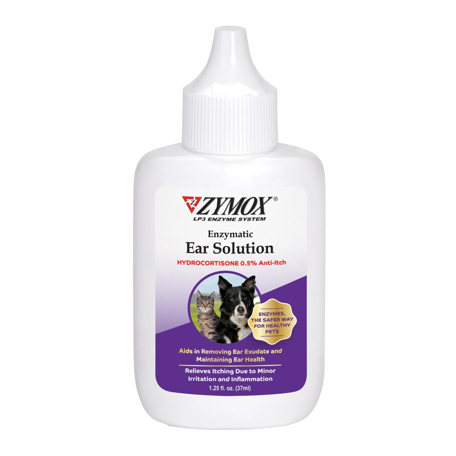 ZYMOX Enzymatic Ear Care Solution for Dogs & Cats 0.5% Hydrocortisone 1.25 oz 2 Pack
