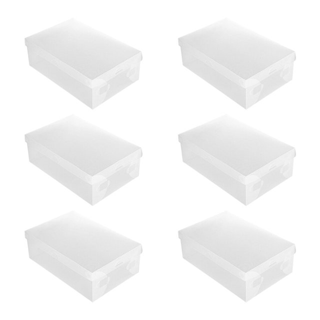 6 cajas de zapatos transparentes a prueba de polvo, de plástico, para el hogar y la tienda, 28 x 18 x 10 cm.