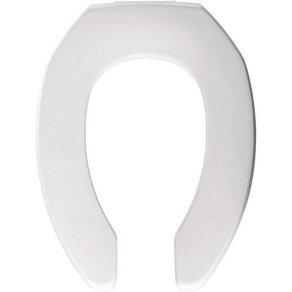 Elongated Open Front Less Cover Commercial Plastic Toilet Seat with STA-TITE Self-Sustaining Check Hinge & DuraGuard, White