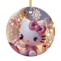 Hello Kitty Christmas Ornaments, Ceramic Hanging Decor For Xmas Tree, Home Fireplace, Gift Wrapping, Holiday Party Favors, Office Desk Decorations, Stocking Stuffers Festive Crafts 1pc