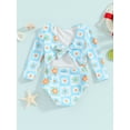 thumbnail image 3 of Bagilaanoe Toddler Baby Girl One-Piece Swimsuit Flower Print Long Sleeve Rashguard Swimwear 6M 12M 18M 24M 3T 4T Kids Backless Bathing Suit, 3 of 8