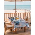 thumbnail image 2 of Outdoor Tablecloth with Umbrella Hole for Patio/Picnic/Party/Camping, Independence Day Waterproof Table Cloth Rectangle Table Cover Washable, Blue Truck USA Flag Floral Wooden (60"x 84"), 2 of 8